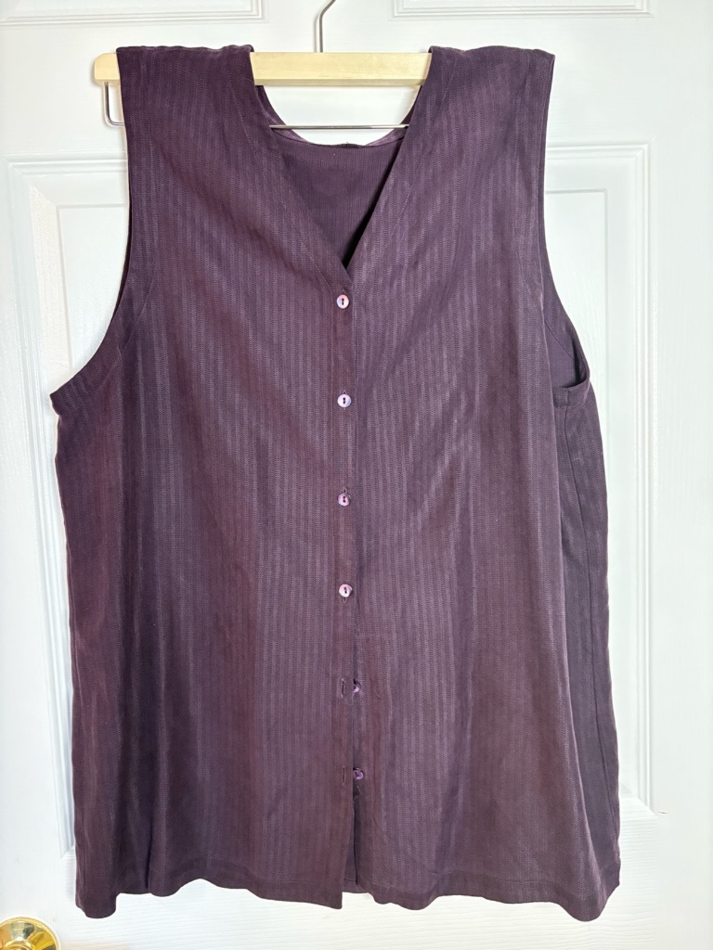 Eileen Fisher Plum Tank Top Button Front Minimalist Sleeveless Blouse